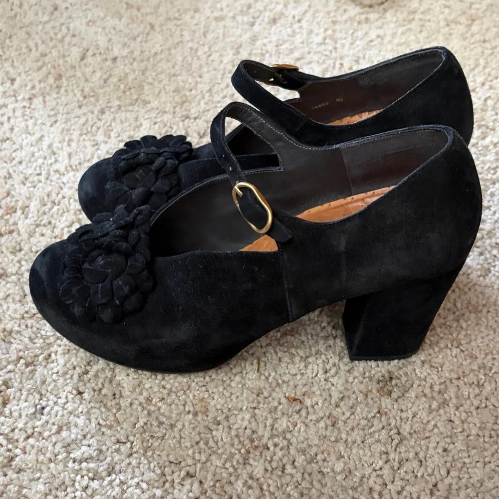 Chie Mihara Mary Jane platform suede high heels ankle strap - Picture 2 of 10